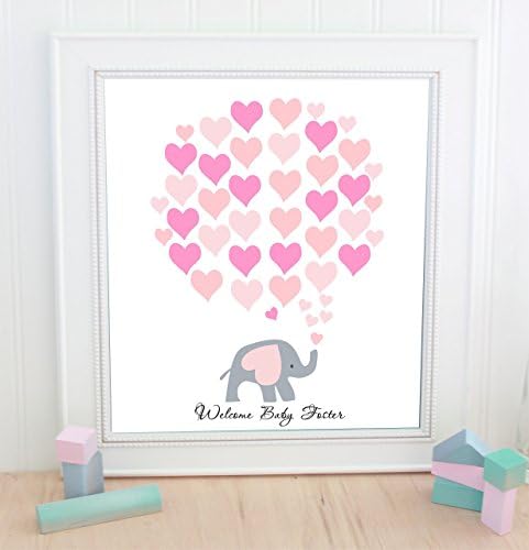 guestbook baby shower elephant unframed print alternative guest book Print for signatures boy or girl