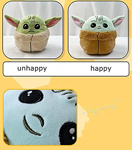 Baby Yoda Reversible Plushie Toys - 6.8 Inch Sided Flip Show Your Mood at All Times(Blue to Green)