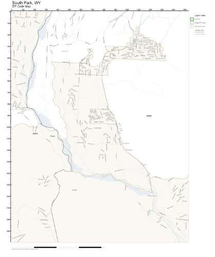 ZIP Code Wall Map of South Park, WY ZIP Code Map Not Laminated