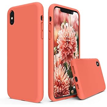 SURPHY Silicone Case for iPhone Xs Max, Liquid Silicone Shockproof Protective Case Cover (Full Body Thick Case with Microfiber Lining) Compatible with iPhone Xs Max 6.5,Nectarine