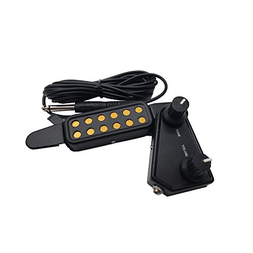 12 SoundHole Guitar Pickup Acoustic Electric Transducer for Acoustic Guitar Magnetic Preamp with Tone and Volume Control