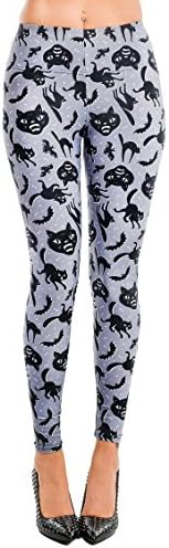 Too Fast Women's Vintage Halloween Spooky Cats Bats Leggings Large