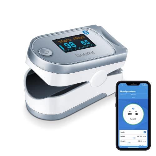 Beurer PO 60 Pulsoximeter mit Bluetooth, Ermittlung der arteriellen Sauerstoffsaettigung im Blut