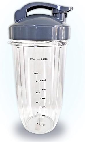 NutriBullet Replacement Cup - Extra Large 32 oz - with Measurement Marks and Flip-Top To-Go Lid
