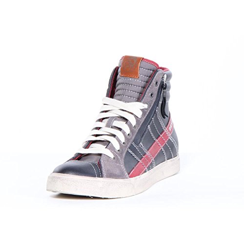 Diesel Men's Velows String Leather Fashion Sneaker, Black/Grey Gargoyle, 10.5 M US