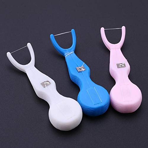 xxiaoTHAWxe Replaceable 30m Dental Floss Pick Toothpicks Oral Care Cleaner Interdental Brush - Blue