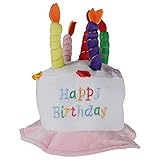 Home-X - Plush Happy Birthday Cake Hat, Celebrate in Style with the Perfect Birthday Hat for Men and Women of All Ages, Pink