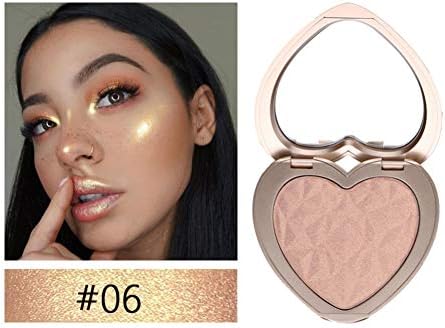 yiitay Highlighter Makeup Eyeshadow Contour Shadow Makeup High Gloss Concealer Shimmer Highlight Powder Face Bronzer Create 3D Face Brighten Skin for Eyes & Lip & Cheek & Nose, Portable Heart-Shaped