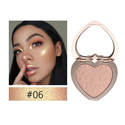yiitay Highlighter Makeup Eyeshadow Contour Shadow Makeup High Gloss Concealer Shimmer Highlight Powder Face Bronzer Create 3D Face Brighten Skin for Eyes & Lip & Cheek & Nose, Portable Heart-Shaped
