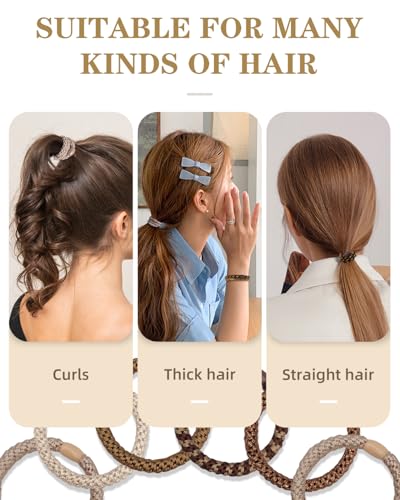 Kisvic Hair Bands for Girls 10 Pcs Multicolor Fashion Elastic Hair Bands for Women Thick Curly Hair Bands (Brown)