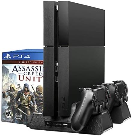Cooling Dock for PS4/PS4 Slim/ PS4 Pro Multifunctional Vertical Stand with Dual Controller Charger Station 3 Cooling Fans and 12 Game Disc Storage Black