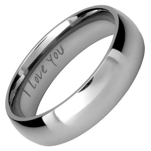 Willis Judd Mens Ring Engraved I love You Titanium Ring for Man In Gift Box 6mm Wedding Band Engagement Ring Comfort Fit Size Z+3