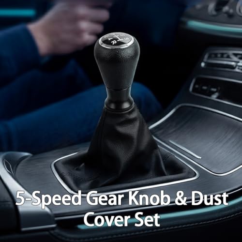 Diconu Peugeot 206 207 406 5 Speed Gear Shift Knob with Dustproof Gusset Ergonomic Replacement Black Leather Quick Installation