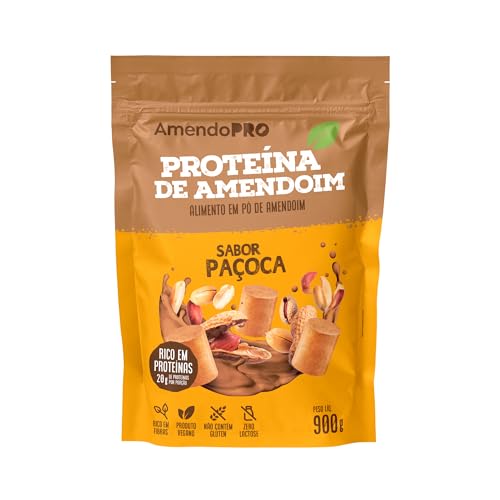 AmendoPro – Pó de Proteína de Amendoim – Nutrição Vegetal com Alto Teor de Proteína – Rico em Fibras e Minerais Essenciais (900 g, Paçoca)