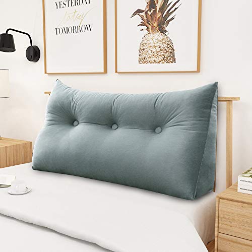 Roner Bedrest Pillow Bed Wedge Positioning Support for Bed Reading Pillow for Adult Backrest for Books or Gaming Light Gray Twin - Thumbnail 2