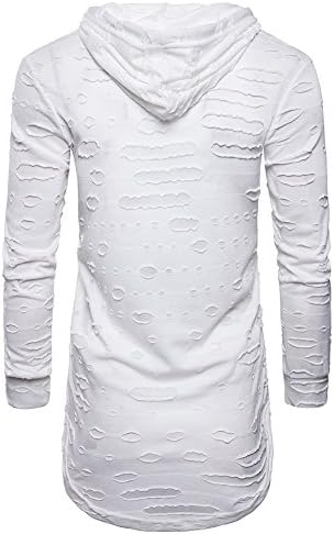 SHDAS Men's Casual Hipster Hip Hop Hoodie Longline Hooded T Shirts