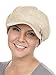 Chemo Fashion Scarf Womens Linen Newsboy Summer Hat with Rhinestone Buckle Brim, Cotton Lined, Stretch Band Beige