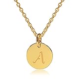 Three Keys Jewelry Stainless Steel 18k Gold Tone Small Initial Necklace Alphabet 0.4