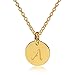 Three Keys Jewelry Stainless Steel 18k Gold Tone Small Initial Necklace Alphabet 0.4