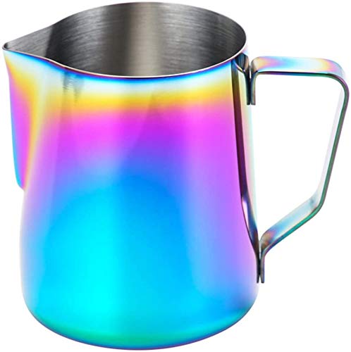 POEFT 350ML Stainless Steel Milk Frothing Pitcher Plated,Espresso Milk Frothing Pitcher Coffee jug, Latte Art Cup - Color Plating