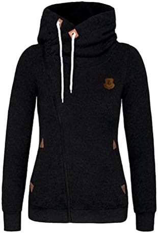 Sweatshirt Winter Turn-down Collar Women Hoodies Jacket (x-large, Black)