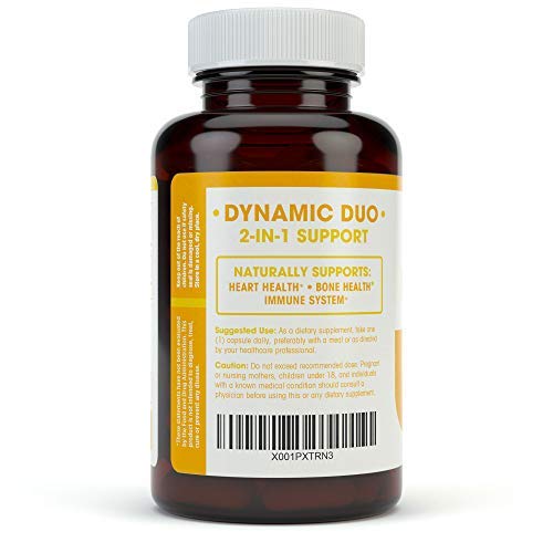 Vitamin K2 (mk7) with D3 Supplement for Best Absorption - 2-in-1 Support for Heart Health and Strong Bones | Vitamin D & K Complex | D3 5000 IU + K2 100 mcg | GMO & Gluten Free - 60 Count