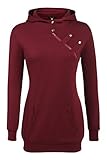 Zeagoo Women's Long Sleeve Side Zip Funnel Neck Pullover Tunic Hoodie Sweatshirt Outerwear Tops
