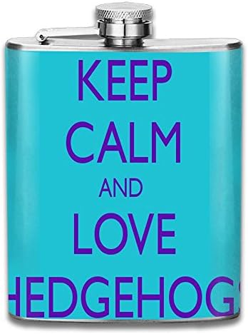 Liangrong Hui Keep Calm And Love Hedgehogs Outdoor Portable Stainless Steel Flagon Hip Flask (7oz)