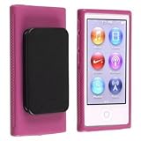 Importer520 Belt Clip TPU Rubber Skin Case Cover for Apple iPod Nano 7th Generation 7G 7 (Pink)