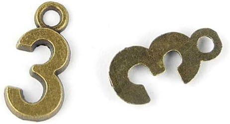 Jewelry Making Charms FZ061 Number 3 Ancient Bronze Retro Findings Bulk Pendant for Necklace Bracelets