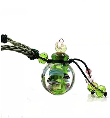 HYIdealism Glazed Glass Aromatherapy Essential Oil Diffuser Necklace Pendant Locket Jewelry Gift Package (Green)