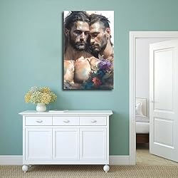 HMLZSJ Nude Muscle Male Torso Portrait Art Gay