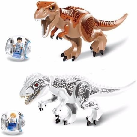KorgisCollectibles Dino's Indominus Rex &amp; T-Rex Dinosaur w/Gyrospheres Minifigure Custom Building Block Toy 4pcs
