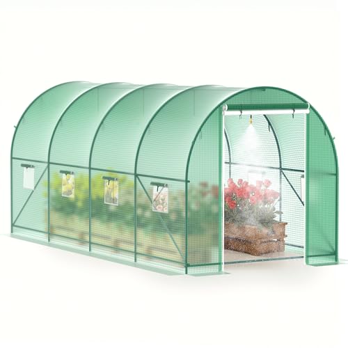 GOJOOASIS Greenhouse Heavy Duty Walk-in 15'x7'x7' with Irrigation System