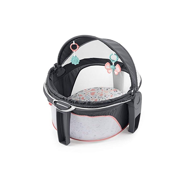 Fisher-Price Portable Bassinet and Play Space On-The-Go Baby Dome with Developmental Toys and Canopy, Pink Pacific… Fisher-Price Portable Bassinet and Play Space On-The-Go Baby Dome with Developmental Toys and Canopy, Pink Pacific…