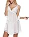 Avidlove Negligee Lingerie Eyelash Lace Babydoll Eyelash Lace Babydoll Mesh Sheer Chemise Nightwear Rose Red
