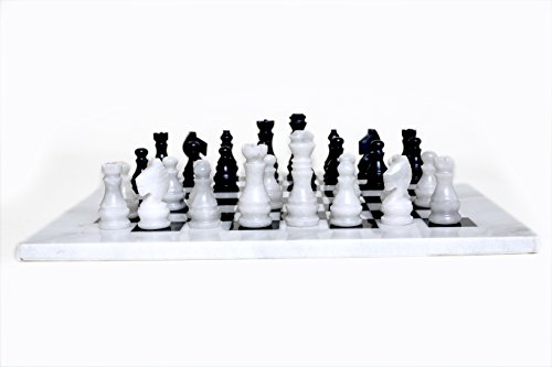 RADICALn 16 Inches Handmade White and Black Marble Full Chess Game Original Marble Chess Set