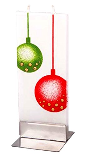 Flatyz Handmade Twin Wick Unscented Thin Flat Candle - Red & Green Christmas Ornaments