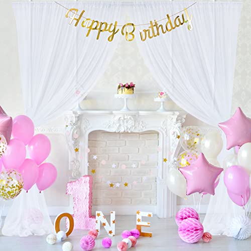 White Sheer Backdrop Curtain for Parties, 10ft X 10ft White Tulle Backdrop Curtain for Wedding Birthday Party Ceremony Fabric Backdrop Drapes for Home Decoration