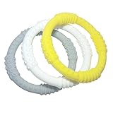 Teething Ring 3 Pack - mooi baby - Baby Teething Rings - UNISEX Baby Teether - 100% Silicone Infant Teether - No BPA - Non-Toxic - Soothing Gums - Teether Bracelet - Sensory Rings - Baby Teether Rings