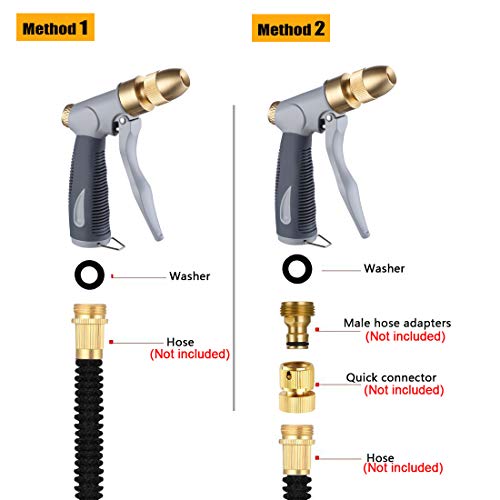 V.C.Formark Garden Hose Nozzle, Heavy Duty Metal Hose Spray Nozzle, Adjustable Multi-Function Nozzle for Hand Watering Plants & Lawn, Car Washing, Patio and Pets - Thumbnail 6