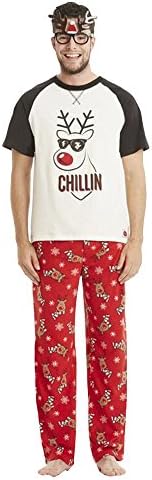Christmas Set Pajamas Family Christmas Sleepwear Nightwear Two-pieces Outfits (Man (M), White)