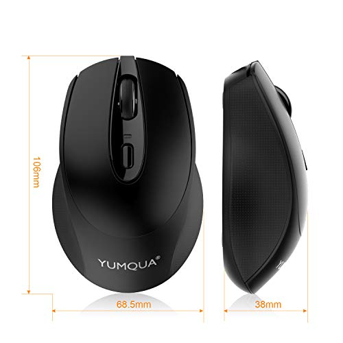 YUMQUA SB222-W Computer Mouse Wireless, 2.4G Optical Silent Mouse with Nano USB Receiver, 3 Adjustable DPI(Up to 1600), Cordless Mouse for Laptop PC, Fits Left & Right Handed Users