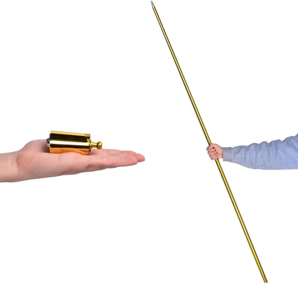 Magic Pocket Staff Metal Appearing Cane Video Tutorial Link Magic Wands Magicians Stage Close-up Magic Tricks Pocket Staff Magic Staff Accessories Props Illusion, Golden, 59''/150cm