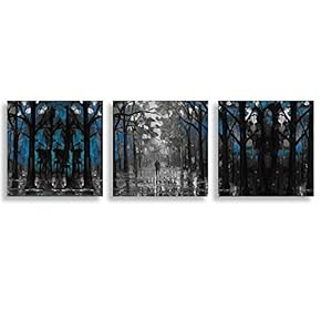 wall26 3 Panel Canvas Wall Art Abstract Blue...