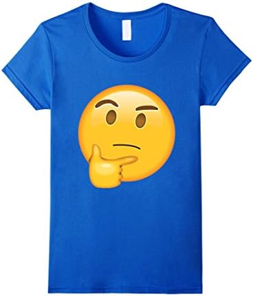 Women's Emoji Thinking Cute Pondering Wonder Smiley Premium T Shirt XL Royal Blue