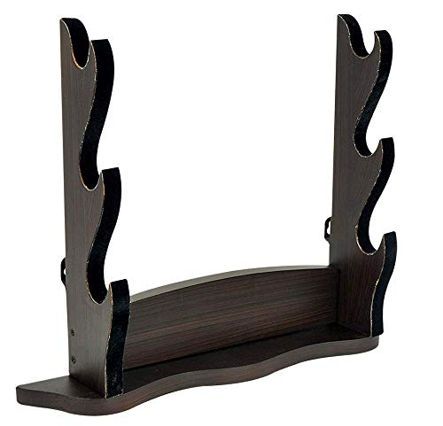 Lord Of Battles Three Tier Sword Display Stand - Dark Walnut Finish