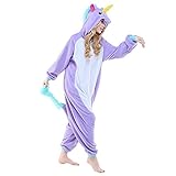 Adult Unisex Blue Unicorn Animal Kigurumi Pajamas Cosplay Birthday Party Wear,New Pueple,Large