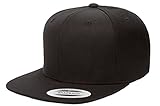 6089M Classic Snapback Pro-Style Wool Cap by Flexfit (OneSize, Black W/ Black Undervisor)