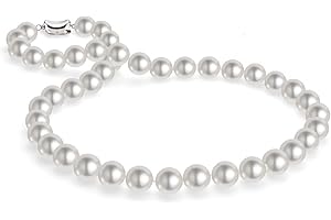 HUWODY Round White Simulated Shell Pearl Necklace 16"-24" Length Unisex Pearl Strand for Women and Men